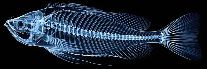 Translucent X-ray Fish Icon: A Stylish Representation of the Internal Structure and Skeleton