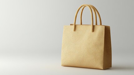 Beige shopping bag on white background.
