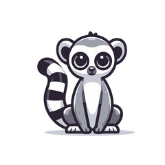 Obraz premium Cute cartoon lemur with big eyes, perfect for children's book illustrations. Ideal for educational content about wildlife conservation.