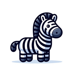 Cartoon zebra with friendly expression on white background. Perfect for safari themes, children's books, or educational materials about African wildlife.
