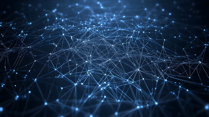 Fototapeta premium Neural network, artificial intelligence, social connections, digital database, polygonal mesh 3D illustration