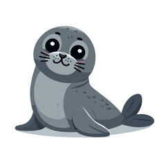 Obraz premium Cute cartoon seal pup with big eyes. Perfect for marine conservation campaigns, arctic wildlife education, or children's ocean-themed products.