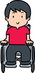 Illustration of man sitting on wheelchair
