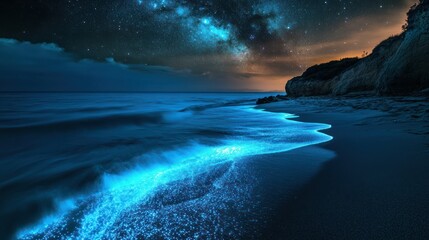 Naklejka premium Night Glow on the Shore