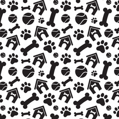 Dog Pattern Vector: Seamless Black and White Pet Design