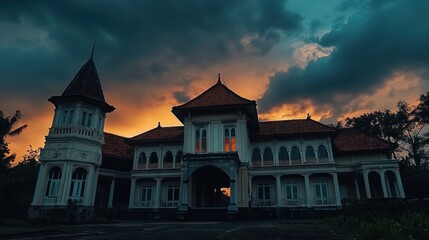 Naklejka premium Old Mansion at Sunset