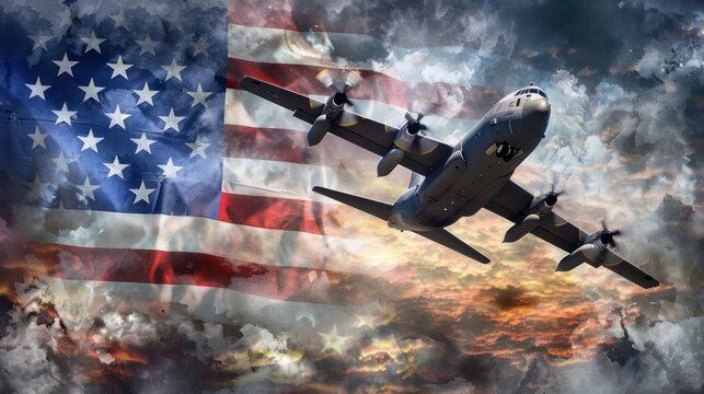 create a backdrop of the usaf flag next to the usa flag
