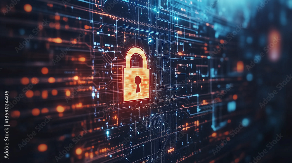 Aufkleber nis2 eu cybersecurity directive concept, digital security cyber protection network lock icon on futu