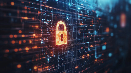 Obraz premium NIS2 EU Cybersecurity Directive Concept, Digital Security Cyber Protection Network Lock Icon on Futuristic Circuit Board Background