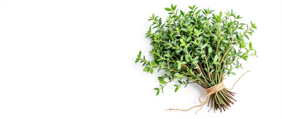 Obraz premium fresh green thyme bundle on white background