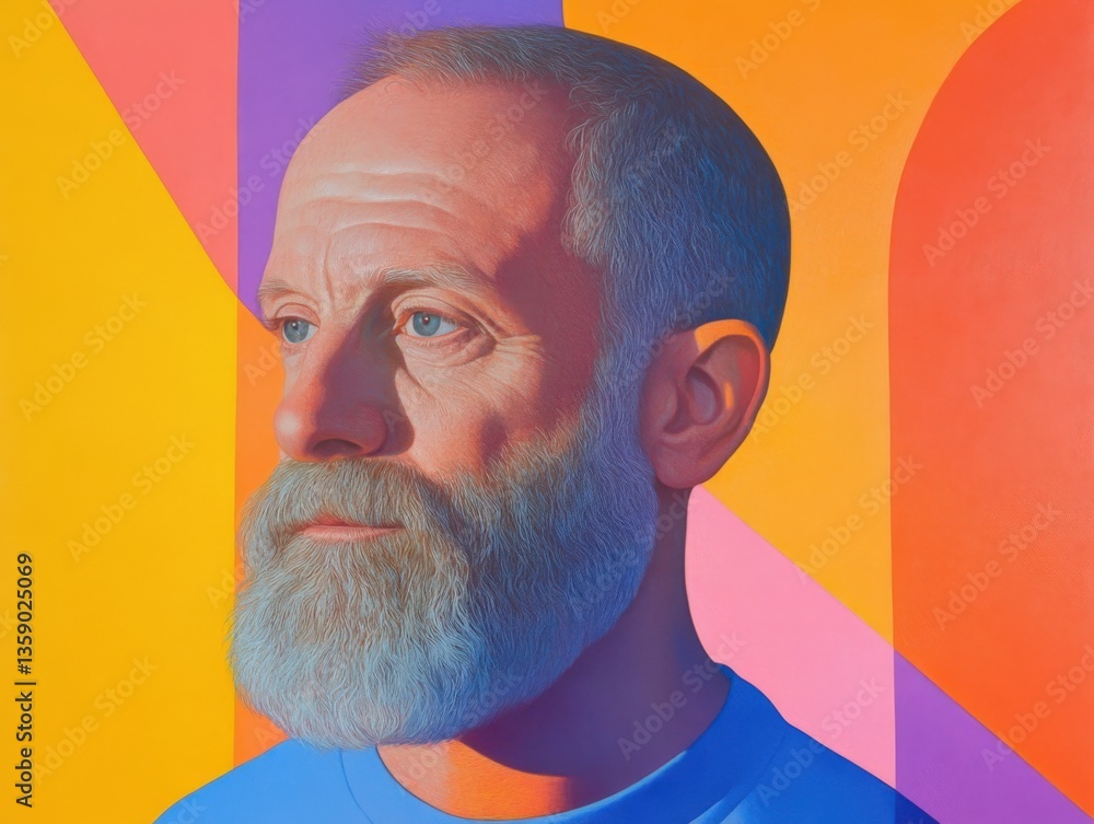 Poster man portrait on colorful background