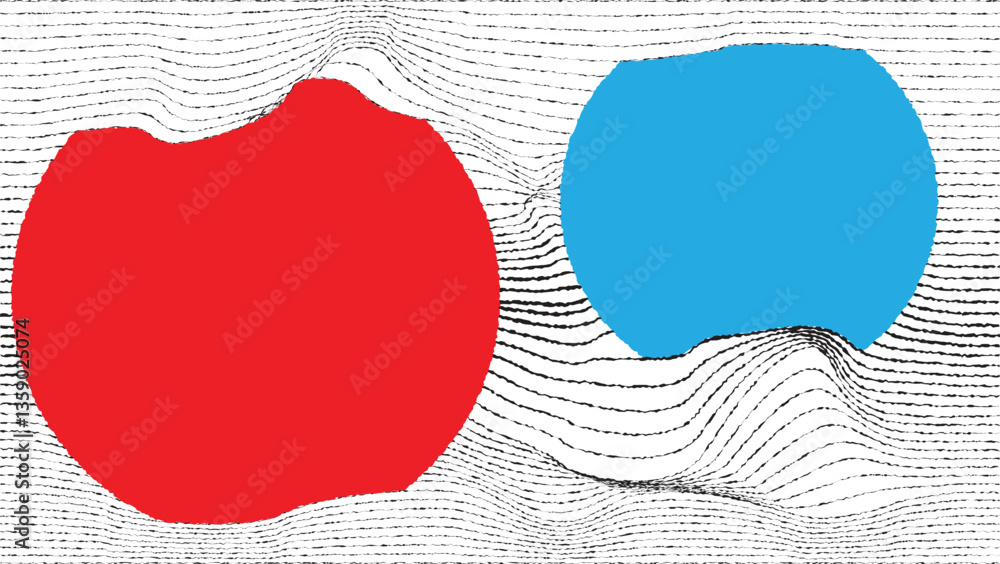 Leinwandbilder Abstract motion graphic design background . Black circle and horizontal lines . Transition shapes . Wavy lines. Movement composition . Roughen lines and circles combination. Vector illustration