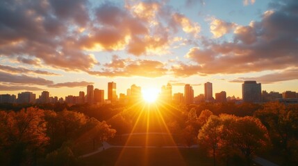 Fototapeta premium City skyline at sunset