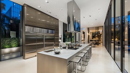 Fototapeta premium A Modern Kitchen with Stainless Steel Appliances