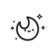 Fototapeta premium Cartoon Crescent Moon with a Smiling Face, Representing Night Sky or Space against White Background