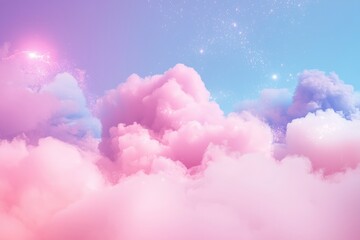 Fototapeta premium Dreamy clouds float in sky, ethereal pastel backdrop