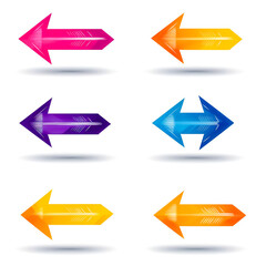 Fototapeta premium Colorful set of arrows pointing in different directions