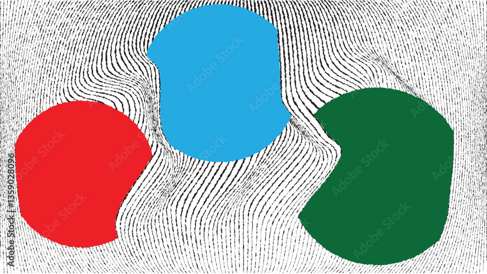 Leinwandbilder Abstract motion graphic design background . Black circle and horizontal lines . Transition shapes . Wavy lines. Movement composition . Roughen lines and circles combination. Vector illustration