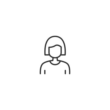Minimalist single line female avatar icon in vector format