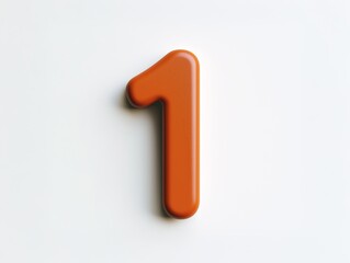 Matte orange number one on simple white background.