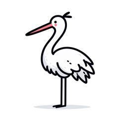 Obraz premium Simple line drawing of standing stork in minimalist style. Perfect for baby shower invitations, nursery decorations, or wildlife conservation logos.