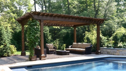 Luxurious Backyard Oasis with Pergola and Pool
