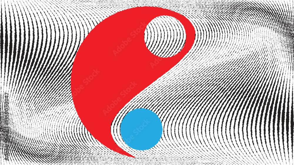 Leinwandbilder Abstract motion graphic design background . Black circle and horizontal lines . Transition shapes . Wavy lines. Movement composition . Roughen lines and circles combination. Vector illustration