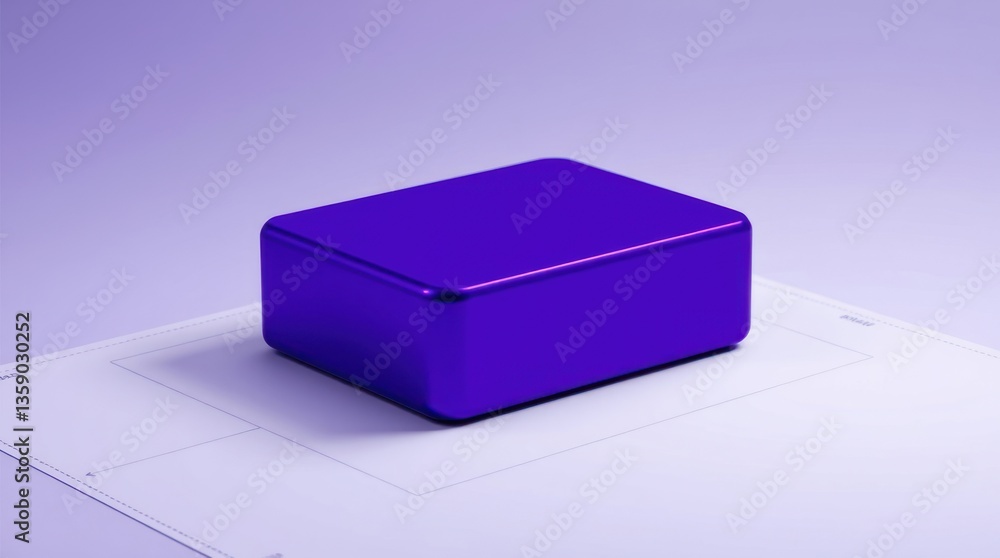 Poster violet rectangle with rounded edges sitting on white paper