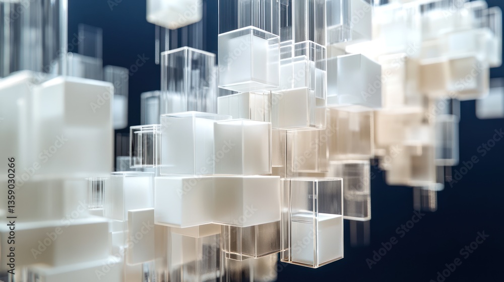 Aufkleber abstract geometric cubes floating in space