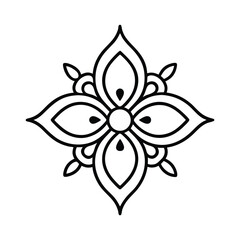 Black floral vector tattoo design with lily and lotus elements