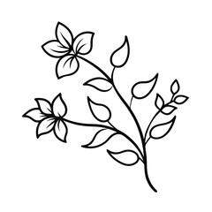 Obraz premium Vector illustration of a tree branch with leaves and flowers, a floral design with nature elements, perfect for spring and summer decoration Vector illustration of white background 