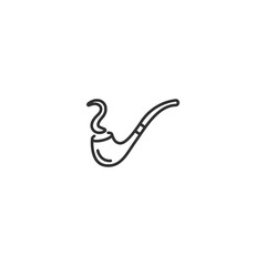 Smoking pipe vector icon in single line design with minimalist style