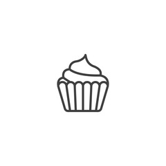 Cupcake icon in minimalist line art vector format