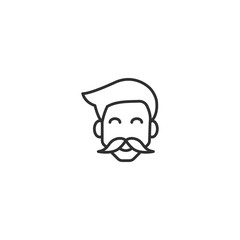 Man with mustache icon in minimalist line art vector format