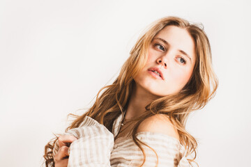 Model, Gesicht, natürlich, jung, weißer Hintergrund