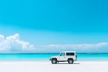 summer, beach, travel, car, trip, journey, holiday, vacation, relax, sea, trip, sand, palm, sun, sunny, tropical, van, road, family, ocean, sea, vehicle, transport, transportation, sky, cloud