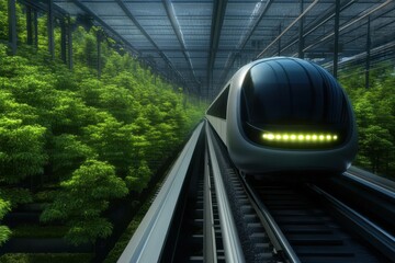 A high-speed bullet train traveling through a scenic landscape, showcasing modern engineering and breathtaking views.