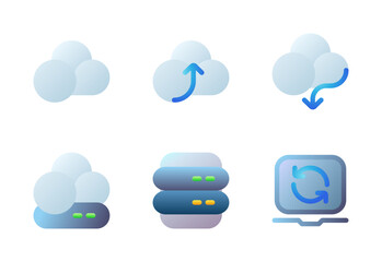 Cloud Storage icon set, vector, in 3d style, for technology, computer, digital, ai, data, server, etc.