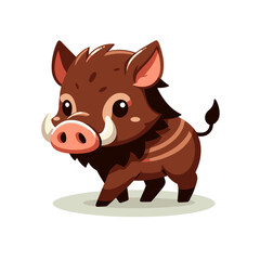 Naklejka premium Cute warthog with tusks on light green background. Perfect for African wildlife education, safari themes, or animal character development.