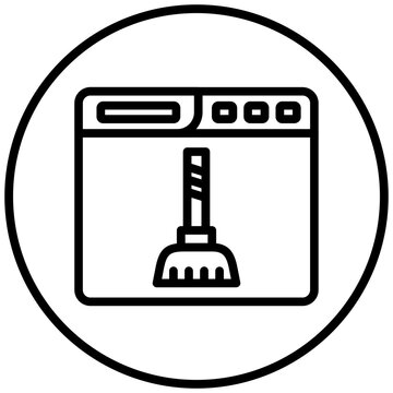 black browser window with cleaning brush clip art preview