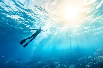 Fototapeta premium Scuba diving in the ocean. Underwater sea