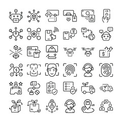 Set of doodle business icons for web design and digital media