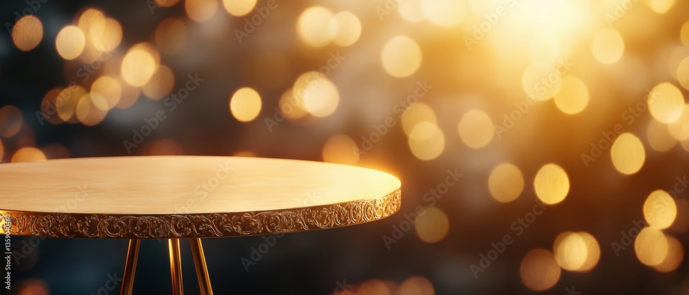 Poster decorative table with bokeh background