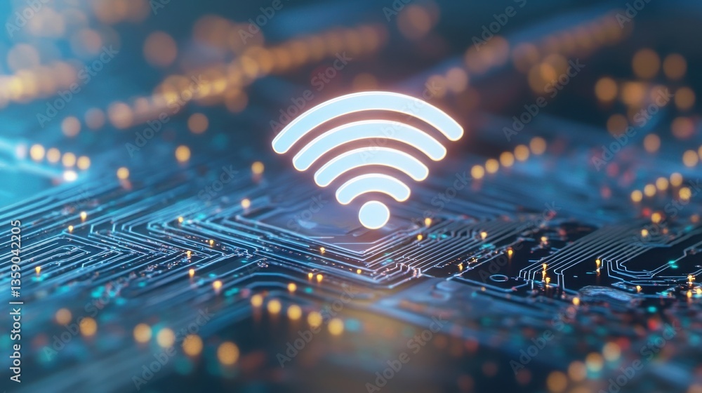 Poster Bright Macro Shot of Secure Wireless Access Point Technology Design