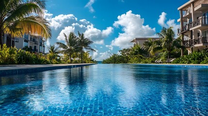 Obraz premium Luxury Resort Infinity Pool with Ocean View
