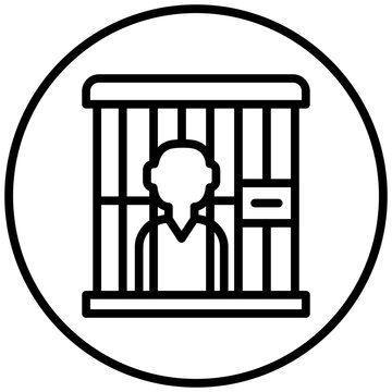 prisoner behind bars in black and white clip art preview