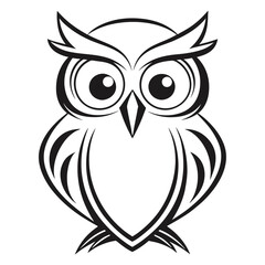 Outline of a Black Owl in Minimalist Style