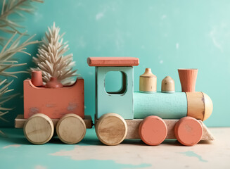 charming pastel-colored wooden toy train