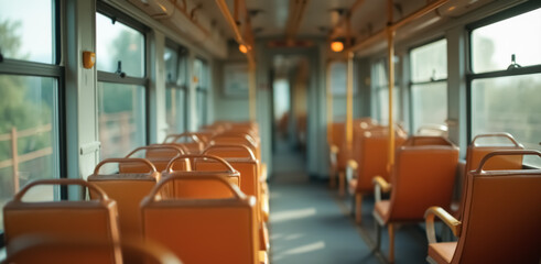 empty seats in a train car interior