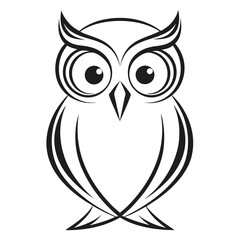 Fototapeta premium Black Owl in Minimalist Style Silhouette